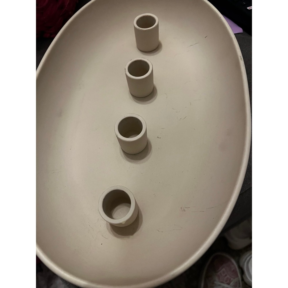 Anthropologie Candle Holder Lidatorp Oval Ceramic Matte Finish